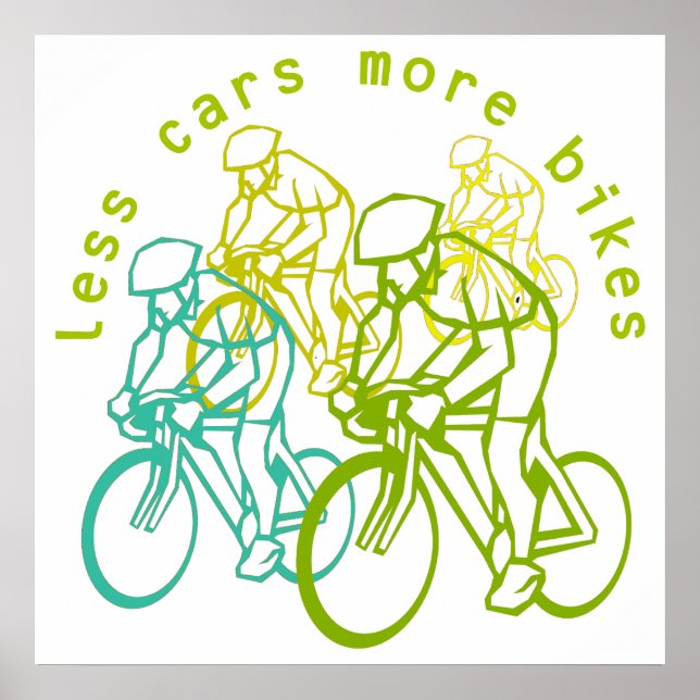 Póster Menos carros mais bicicletas (Frente)
