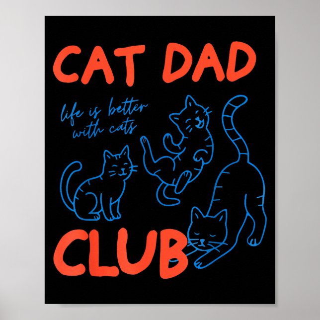 Poster Mens Cat Dad Club Funny Cat Meme Fathers Day Cat L (Frente)