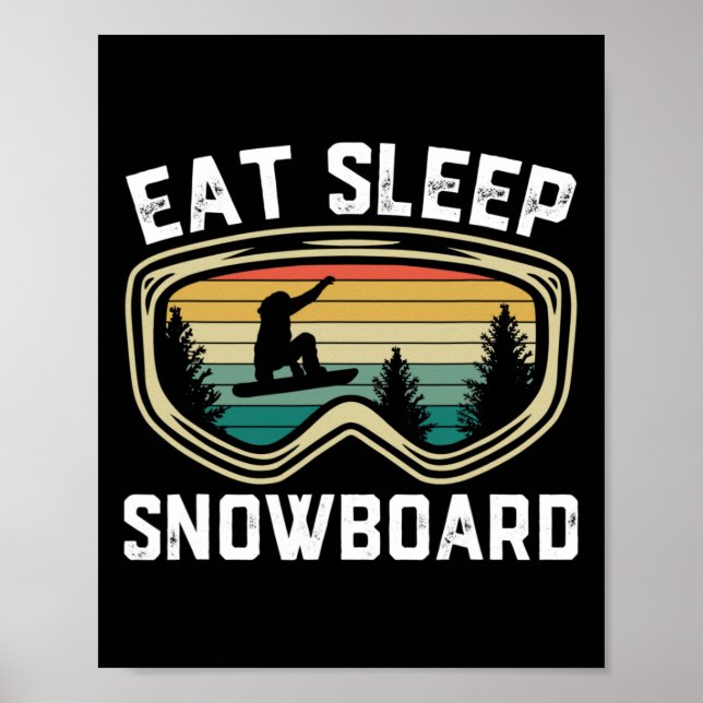 Poster Mens Comem Snowboard Engraçado Retro Snowboard (Frente)