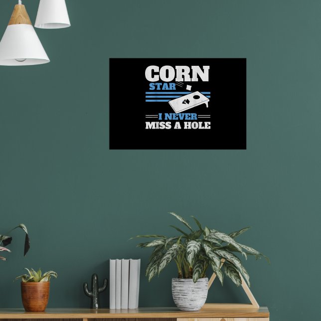 Poster Mens Corn Star Eu Nunca Perco Um Buraco Cornhole (Sala de Estar 1)