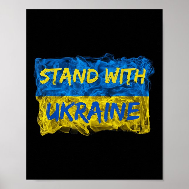 Poster Mens Defendem A Ucrânia, Bandeira Ucraniana, Solid (Frente)