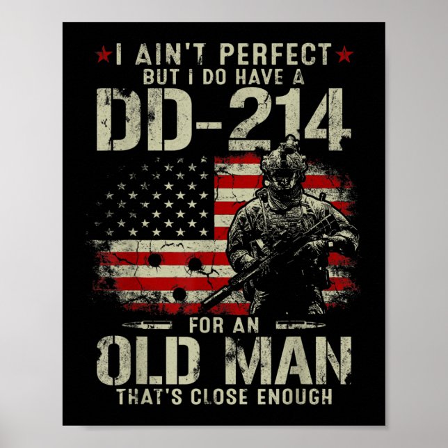 Poster Mens eu não sou perfeito eu tenho um veterano DD-2 (Frente)