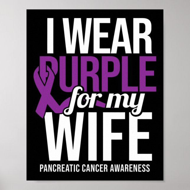 Poster Mens Eu Visto Roxo Para A Mulher Câncer de pâncrea (Frente)