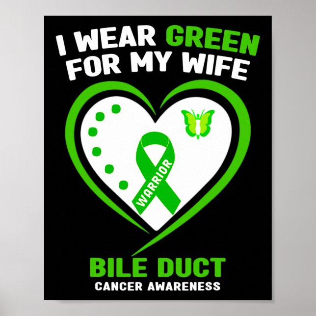 Poster Mens Eu Visto Verde Para Minha Esposa Bile Duct Ca (Frente)