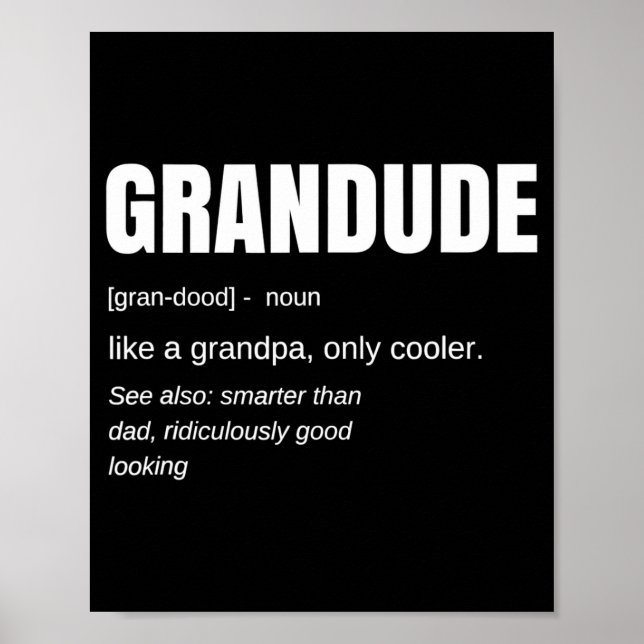 Poster Mens Funny Grandude Cool Grandpa Novelty  (Frente)
