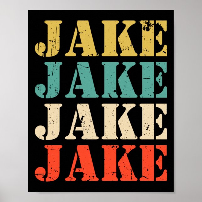 Poster Mens Jake Retro Names Vintage Style Personalized (Frente)