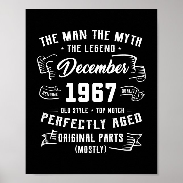 Poster Mens Man Myth Legend dezembro de 1967 55º Aniversá (Frente)