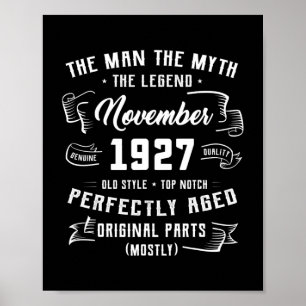 Poster Mens Man Myth Legend novembro de 1927 95º Aniversá