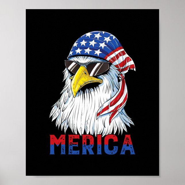 Poster Mens Merica Eagle Mullet American Flag USA Men (Frente)