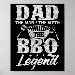 Poster Mens Pai O Homem O Churrasco Do Mito Barbeque Gril