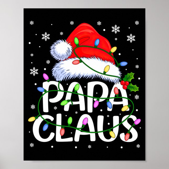 Poster Mens Papa Claus Christmas Lights Long Sleeve  (Frente)