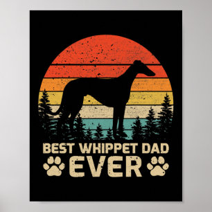 Poster Mens Retro Vintage Melhor Pai de Whippet Nunca do 