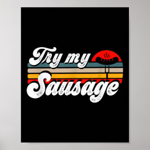 Poster Mens Tentam Minha Salsicha Mens Engraçados Barbecu