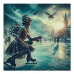 Póster Mensageiro de Inverno Fantasia Steampunk Vitoriana