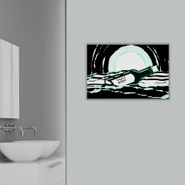 Poster Mensagem abstrato Full Moon Ocean Num Frasco