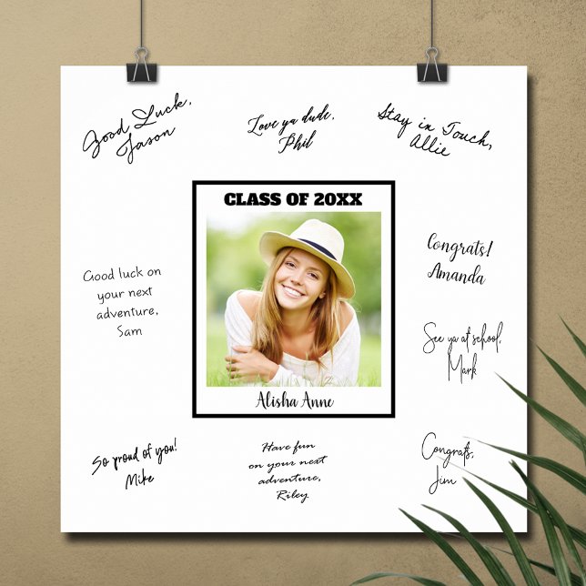 Poster Mensagem de assinatura de festa de formatura com f (Photo graduation party autograph message poster - PRINTED and/or INSTANT DOWNLOAD)
