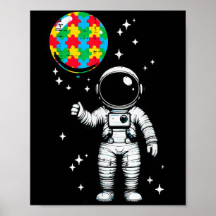 Poster Mensagem de conscientização sobre autismo astronau
