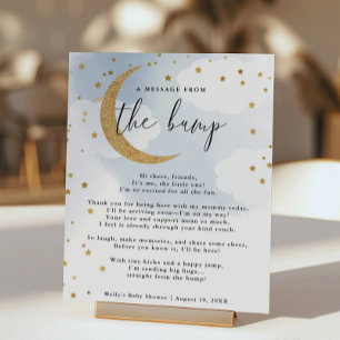 Poster Mensagem do Chá de fraldas da Lua Dourada Azul Bum