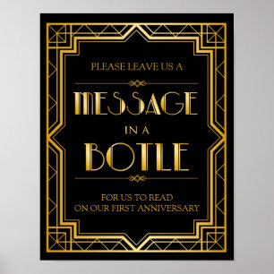 Poster Mensagem em um art deco Gatsby do sinal   do