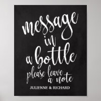 Mensagem em um Bottle 8x10 Chalkboard Wedding Sign