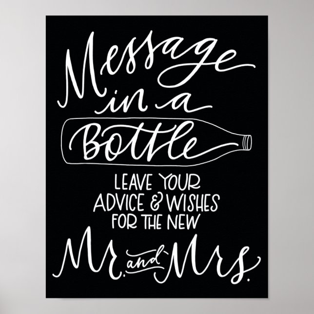 Poster Mensagem em um Sinal de Casamento de Garrafa - Pre (Frente)