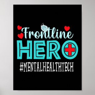 Poster Mental Health Tech Frontline Hero Trabalhadoras
