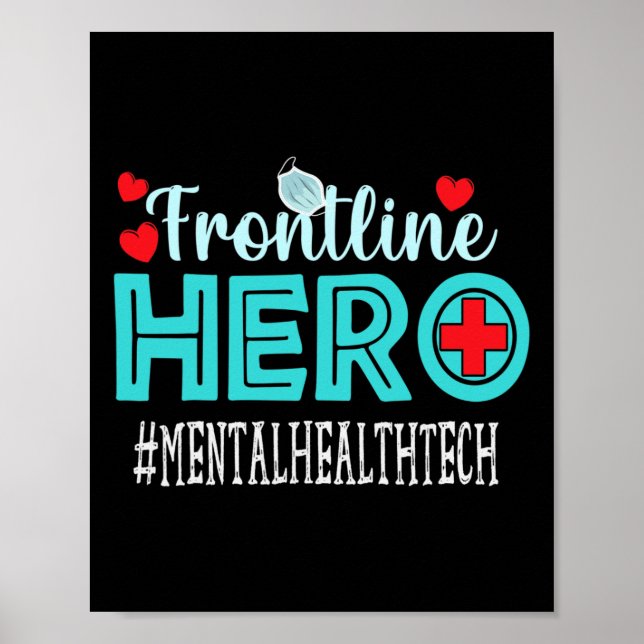 Poster Mental Health Tech Frontline Hero Trabalhadoras (Frente)