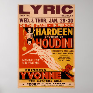 Poster mentalista do VAUDEVILLE do mágico de