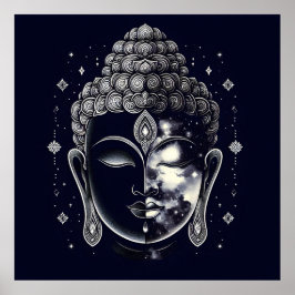 Poster Mente Cósmica de Buda - Iluminação da Nebulosa Zen