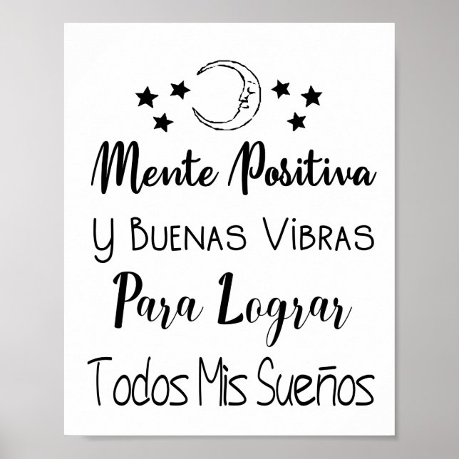 Poster Mente positiva y buenas vibras (Frente)