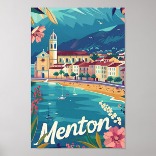 Poster Menton France Famosa Viagens vintage Place