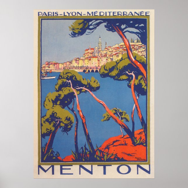 Poster Menton France Viagens vintage (Frente)