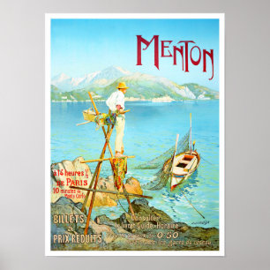 Poster Menton France viagens vintage