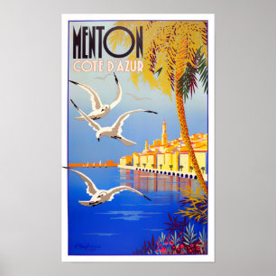 Poster Menton France viagens vintage