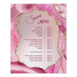 Póster Menu Agate Faux Foil Services, cor-de-rosa