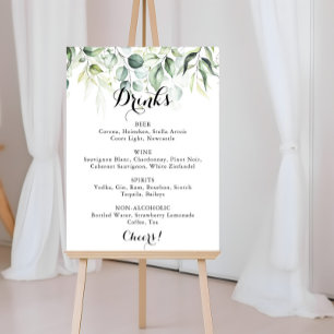 Poster Menu Água Eucalyptus Greenery Drinks Casados