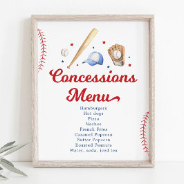 Poster Menu Aniversário do Baseball Concessões