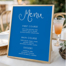 Poster Menu Azul Manuscrito Caprichoso