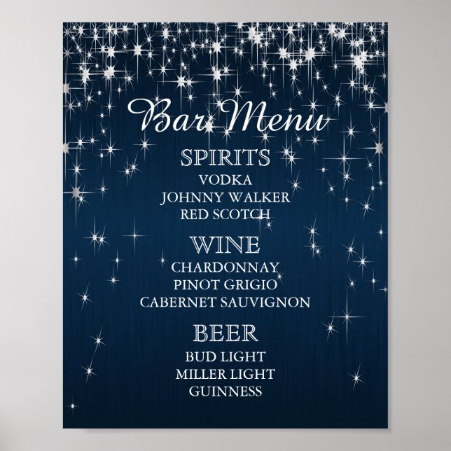 Poster Menu bar - Casamento Charming Star Struck (Frente)