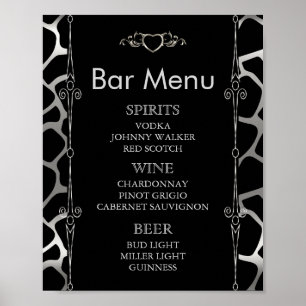 Poster Menu bar - Casamento em Prata e Negra Girafa