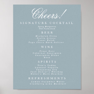 Poster Menu Bar Clássico Azul e Branco