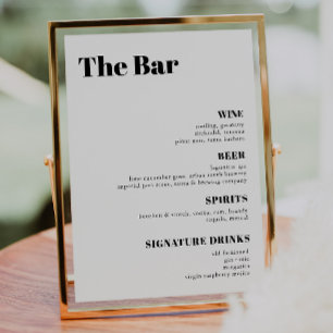 Poster Menu Bar das Bebidas Elegantes e Trendy