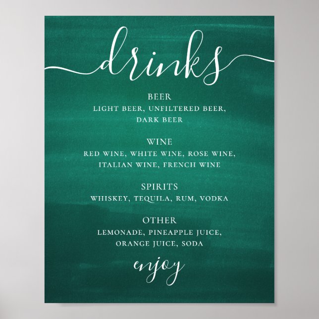 Poster Menu bar de bebidas para casamento com guisado ver (Frente)