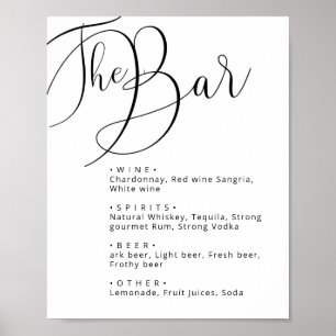 Poster Menu bar de casamento Clássico Preto para Caligra