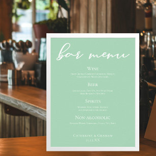 Poster Menu Bar de Casamento da Tipografia Verde Chic Min