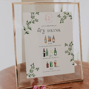 Poster Menu Bar de Casamento Ilustrado