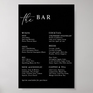 Poster Menu Bar de Casamento Minimalista Moderno Negro