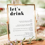 Poster Menu Bar do Drink do Vamos Tradicional RILEY<br><div class="desc">Este cartaz do menu bar apresenta uma fonte contemporânea ousada e um design minimalista moderno. Use esta modelo para editar as fontes, a cor da fonte e a cor do plano de fundo para atender às suas necessidades de eventos. Isto é perfeito para um casamento, chá, chá de panela, festa...</div>