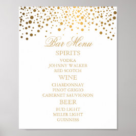 Póster Menu bar - Pontos de Confetti Dourados em Branco
