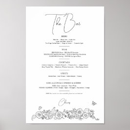 Poster menu bar primavera line art drinques de casamento